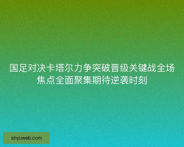 国足对决卡塔尔力争突破晋级关键战全场焦点全面聚集期待逆袭时刻